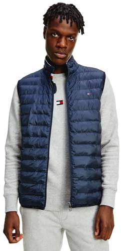 Tommy Hilfiger Herren Leichte, Verstaubare Pufferweste (Standard Groß) Daunenweste, Mitternacht/Ausflug, einfarbig (Midnight//Getaway Solids), XL