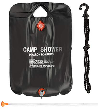 Relaxdays 9 x campingdusch 20 l i set, soldusch camping, för upphängning, vikbar, med handdusch, mobil utomhusdusch, svart