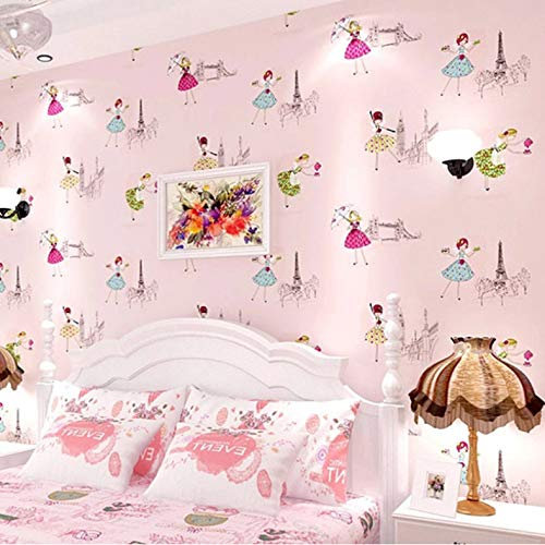 qunxun Moderne Cartoon Kinder Tapete Kinder Rolle Rosa 3D Tapeten Ballett Mädchen Prinzessin Zimmer Schlafzimmer Tapeten10*0.53m