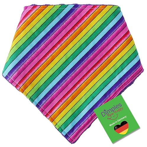 Dimples Hundehalstuch - Pride Regenbogen - Halstuch, Bandana, Dreieckstuch für kleine mittlere und Grosse Hunde Welpen und Katzen - Tier Besitzer Geschenk - Handgemachtes Accessoire 25cm