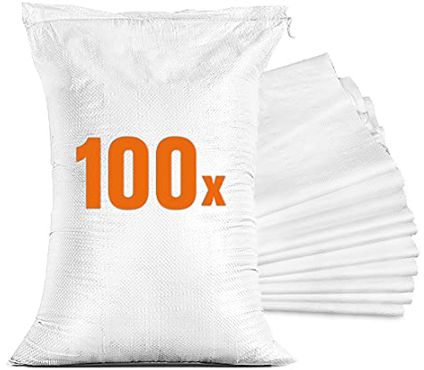 100 Sacos para escombros – Saco rafia – Saco arena para inundaciones – Bolsas obra y jardin (40 x 60 cm)