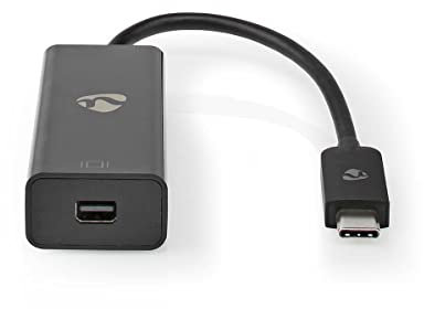 NEDIS CCGB64453BK02 Adaptador USB | USB 3.2 Gen 1 | Conector USB-C™ | Mini DisplayPort hembra | 0,2 m | Redondo | Niquelado | PVC | Negro | Caja