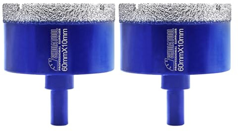 SHDIATOOL Diamond Drill Core Bits 2PC 60mm Triangle Shank Hole Saw for Porcelain Tile Marble Ceramic Granite