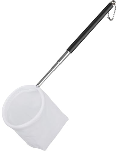 Pawfly Epuisette à crevettes d'aquarium 8 cm Minuscule épuisette d'aquarium avec poignée Extensible en Acier Inoxydable Mailles Souples Rondes et Fines pour Aquariums & Petits bassins