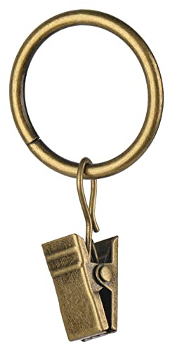 30 PCS Antique Brass Clips Curtain Hooks for Curtain Rod, This Small Drapery Curtain Ring with Clips Hook Fit Up to 0.4~0.75 -inch Drapery Panel