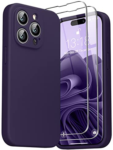 GOODVISH for iPhone 14 Pro Case Silicone,[Screen Protectors X2],Dark Purple | Full Body&Camera Protection, Premium Liquid Silicone, Shockproof Phone Case, Soft Touch&Anti-Scratch Microfiber Lining Cover