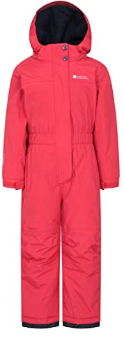 Mountain Warehouse Cloud Kids Snowsuit - Waterproof, Adjustable, One Piece Jumpsuit, Fleece Lining, Girls & Boys - Ski, Winter Active Red Kids Size 5-6 Years