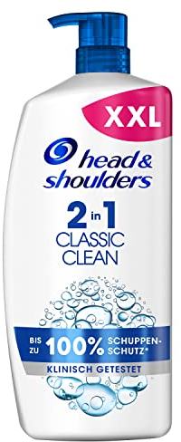 Head & Shoulders 2 in 1 Classic Clean Shampoo & Conditioner for Oily Hair, Up to 100% Dandruff Protection for Skin & Hair, Clinically Proven, Dermatologically Tested, 900ml