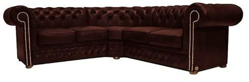 Chesterfield Original Ecksofa First Class Leder | 2 Eck 2 (240 x 240cm) - 4 Sitz | Cloudy Red | Lieferzeit 2 bis 4 Wochen