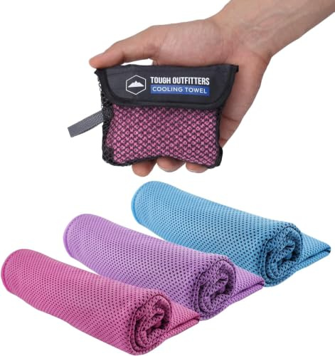 Tough Outdoors Cooling Towel Set 97.8 x 30.5cm (38.5x12) - Cooling Towels for Neck & Face - Ice Towel Neck Wraps for Men & Women - Sweat Rag for Camping, Gym, Yoga & Sports