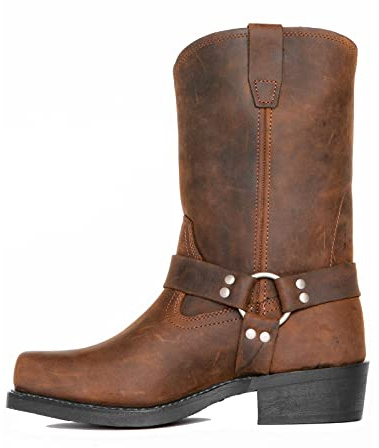 Harness Hi Uomo Cowboy Biker Stivali,Yellow Brown,43 EU