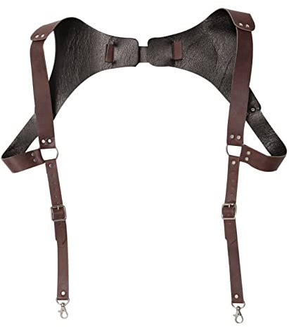 Freebily Cinghie per Gilet in Pelle da Uomo Bretelle in Pelle con Fibbia Regolabile Cintura Pettorale Vintage Punk Imbracatura per Pantaloni Bretelle da Sposa Body Chest Harness Marrone Taglia unica
