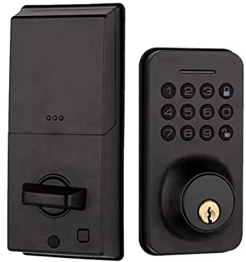 Splenssy Cerradura de puerta de entrada sin llave con teclado, cerradura de cerrojo inteligente con 2 llaves, contraseña/llave mecánica/aplicación Tuya/desbloqueo manual