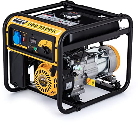 Generatore di corrente a benzina, 2,8 kW/3,3 kW, generatore di corrente silenzioso e portatile, unità di emergenza con AVR, durata 8 ore (con carico del 50%) e serbatoio da 9 l per casa, campeggio e