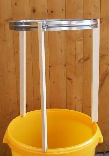 Generisch 1 Dreibeinstativ für Nylon Spitzsiebe 33cm D 42cm hoch OHNE ZUBEHÖR Holz Edelstahl Dreibein-Stativ Imker Honigernte Honigsieb