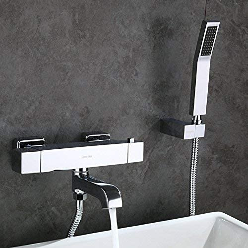 GOODBZ European Style Full Copper Thermostat Faucet Bathtub Shower Head Set Thermostat Square Shower Set,Constant Temperature Faucet Set Quality Assurance of Modern and Simple Classic Ret