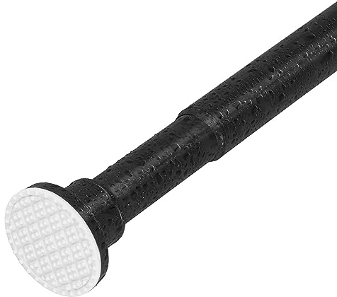 Tiemlet Barra de cortina de ducha negra sin taladrar de acero inoxidable, con muelle extensible, inoxidable y antideslizante, barra telescópica de 70 a 195 cm para su bañera