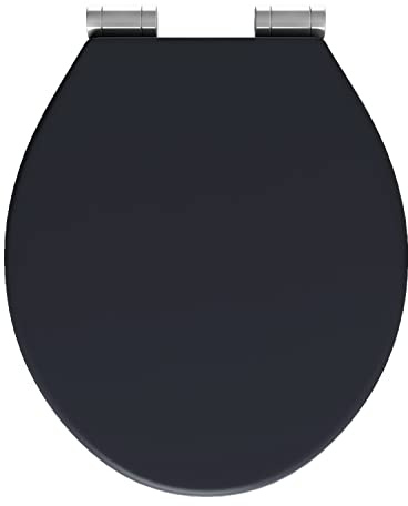 Go Bathrooms Toilet Seat Universal Matt Black Soft Close Easy to Clean Quick Installation Toilet Seat with Comfortable Durable Design Seat Black