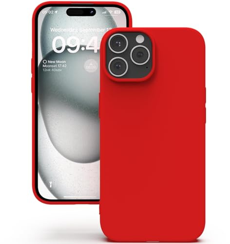 YATWIN Silicone Case for iPhone 15 Pro Max, Soft-Touch, Shockproof, DustProof, Antiskid Full Body Armour Phone Cover for Apple iPhone 15 Pro Max - Red