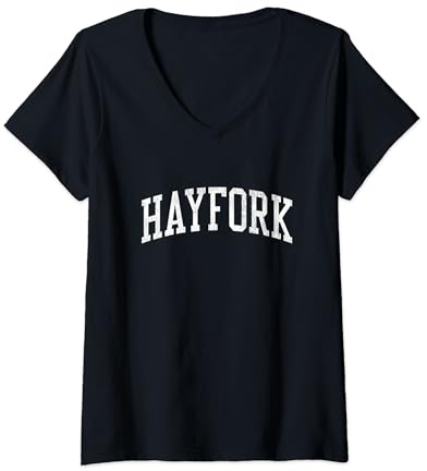 Hayfork CA Vintage Athletic Sports JS02 V-Neck T-Shirt