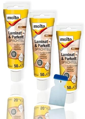 3x Molto Laminat- & Parkettspachtel 50 ml Set Holzreparatur (Eiche Grau)