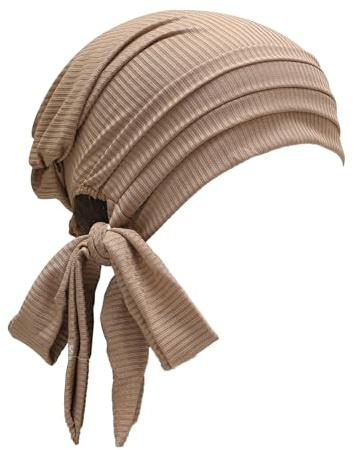 ZLYC Damen Chemo Kopfbedeckung Sommer Headwraps Beanie Stretch Headwraps | Design mit gestreiften Riemen