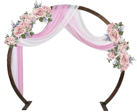 HESHEQ Hochzeitsbogen Rundbogen aus Holz Hochzeit Dekoration Backdrop Ständer rustikale Hochzeitslaube Zeremonie, Geburtstagsfeier, Bauernhaus-Dekoration 210 * 240cm