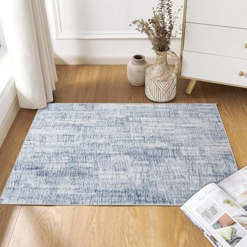 Tinyboy-hbq Alfombra Salon Lavable Pelo Corto Alfombras de Habitacion Antideslizante Suave Alfombras Salon Modernas Grande para Dormitorio (Azul Claro/Multi, 80 x 120 cm)