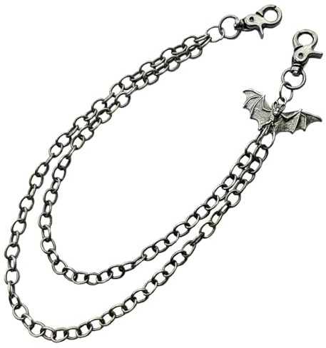 TYGFRT 1 Piece Bat Pants Chain, Double Layer Chain, Punk Denim Belt Chain, Metal Wallet Chain, Unisex, Pants Accessories