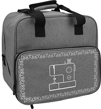Dekaim Tragbare Nähmaschinen-Handtasche, Nähmaschinentasche, große Kapazität, Tragetasche mit mehreren Taschen, praktisches Design, Grau, mehrfarbig, 60_x_180_cm