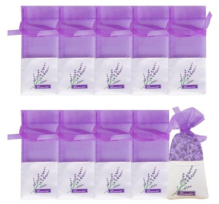 10 Pcs Lavender Bags Empty Sachets Bag,Fragrance Scented Sachets Bags Dried Lavender Flowers Closet Bag for Drawer Wardrobe Fresheners,Purple Gauze Bag for Fill Dry Dried Lavendar Flower Spice