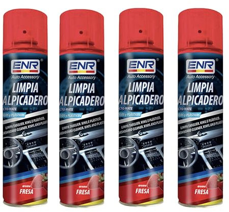 ENR-Limpia Salpicaderos Coche, Limpiador Tapiceria Coche,Limpia Tapicerias Coche Vinilo Y GOMA-Protector Interior Coche Protege Daño UV-Aire Evolución（FRESA）EFECTO MATE-cuatro-400ml