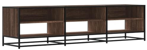 vidaXL TV Cabinet, TV Stand with Storage Space Metal Frame, TV Cabinet for Living Room, TV Shelf, Lowboard for TV, Brown Oak Look, Wood Material