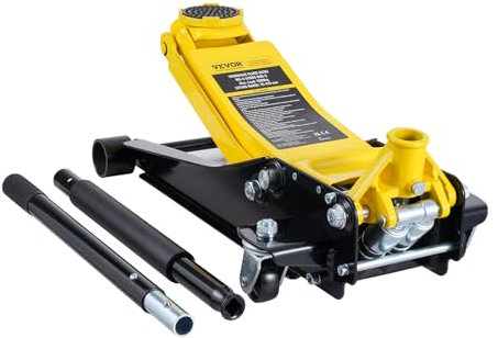 VEVOR Cric Rouleur 2 tonnes, Cric de Plancher Hydraulique à Profil Bas, Hauteur de Levage 75-470 mm, Pompe de Levage Rapide à Double Piston, pour Lever Camion SUV Entretien Automobile Atelier