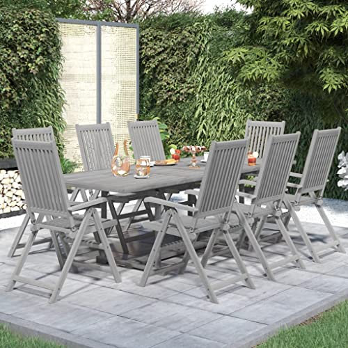LXYZWRW Gartenmöbel-Set, 9-teilig, Massivholz, Akazie, Gartenmöbel-Sets