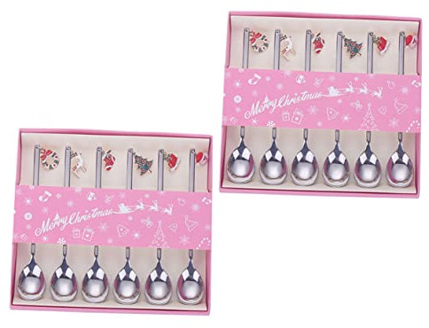 Garneck 12stücke Teiliges Edelstahl-weihnachtslöffel Festlichem Design Vielseitige Rühr Kaffeelöffel Für Tee Zucker Und Gewürze Als Geschenk Für Kaffeehaus Party Weihnachten