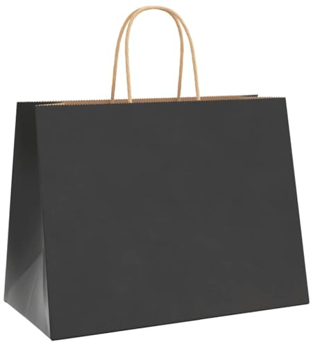 vidaXL Papiertragetaschen 250 Stk., Papiertüten mit Henkeln, Kraftpapiertüten, Geschenktüten für Einkaufen Hochzeiten Verpackungen Partys Geburtstag Weihnachten, Schwarz 32x17x25cm
