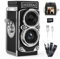 Mini Vintage Camera, Portable Retro Twin-Lens Reflex Style Digital Camera with 16GB Card, 12MP Photos, Autofocus, 1080P FHD Video, 1000mAh Battery and Dual Filters, Perfect for Kids, Teens and Adults