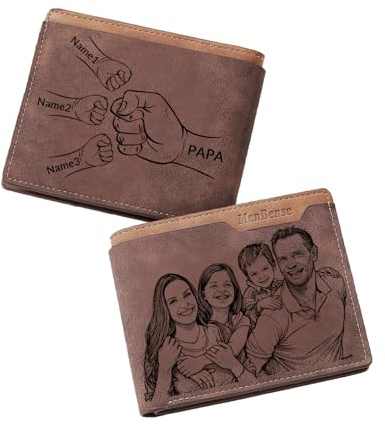 JONZIN Personalisierte Foto Portmonee für Männer - Geldbörse Herren Personalisiert mit Individuell Graviertem Bild und Initialennamen, Geschenke für Freund, Ehemann, Vatertag, Weihnachten