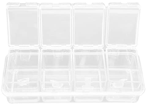 Akozon Organizador de Especias Multi -compatibilidad Cuchara - Caja de Condimento Transparente de 4 Cuadrículas para Sal, MSG y Especias - Juego de Contenedores de Almacenamiento y Condimento