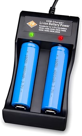 Adjustable Battery Charger with USB Smart Universal 2-Bay Charger Universal Lithium 18650 Battery Charger for 3.7V Li-ion 10440 14500 16340 16650 14650 13350 18500 18650 26650