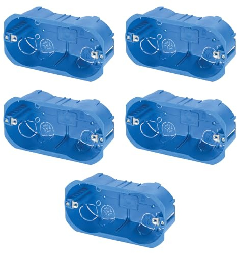 5 Scatole 504 da incasso a parete, 4 moduli/posti, per cartongesso, legno, in tecnopolimero ad alta resistenza, cassetta per impianto elettrico, universale per serie civili, blu