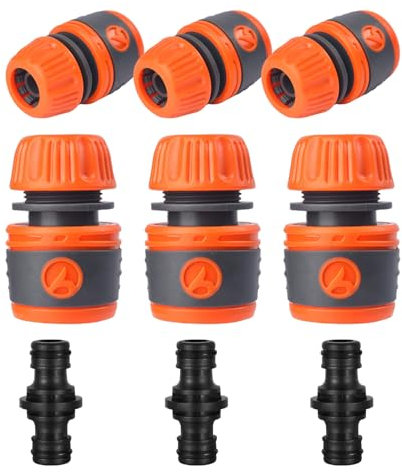 LUMOOM Raccordo tubo 1/2 pollici, attacco rapido per tubo da giardino, 6 pezzi connettore tubo con 3 pezzi frizione, connettore tubo per rubinetto famiglia giardino