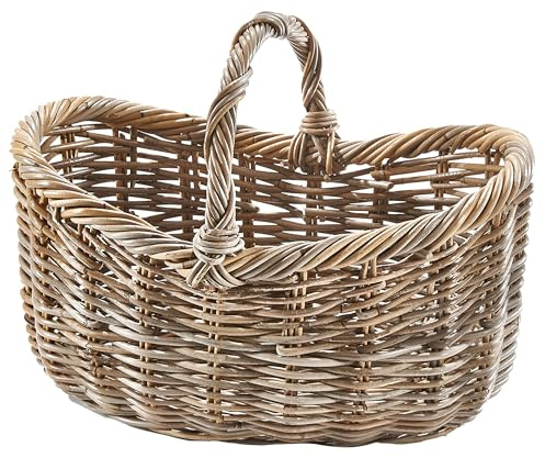 Kobolo Einkaufskorb EMMA aus Rattan in 50x40x37 cm Kubu Grey