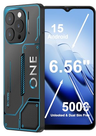 invens Note 12P Smartphone Ohne Vertrag, 16GB RAM 128GB ROM, 6.56 HD+ Display, 48MP+8MP Kamera, 5000mAh Akku, Android 15 Handy günstig, Dual SIM, 5GHz WLAN, Face ID/Fingerabdruck/GPS (Cyber Blue)