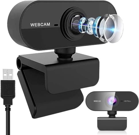 KQLHLHDYZ Webcam avec microphone, caméra Web Full HD 1080p pour PC, ordinateur portable, ordinateur de bureau, Mac, caméra Web USB Plug and Play pour YouTube, appels vidéo Skype, étude, conférence