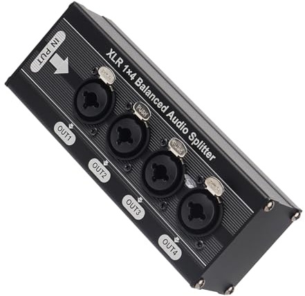 JSGHGDF Professioneller Sound-Splitter, 1 Eingang, 4 Ausgänge, elektrische Isolation, digital, analog, Sound-Expander, Studio-Ausrüstung, Geräuschisolierung