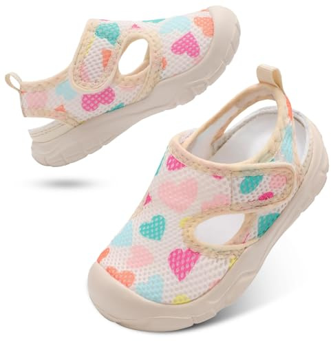 JIASUQI Toddler Sandals Boys Girls Quick Dry Beach Shoe Kids Breathable Swim Pool Aqua Shoes Lightweight Barefoot Summer Water Shoes for Outdoor Water Sports(Beicoheart 19,UK Size 5)