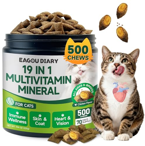 Vitamine per Gatti Taurina - 500CTS, Cuore Vista, Pelle, Pelo, Immunitario