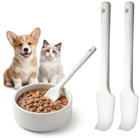 AffeGifts Pet Food Spoon 20cm Silicone Pet Food Can Spoon Long Handle Dog Cat Food Mixing Spoons Spatulas for Wet Treats and Canned Food Scooping